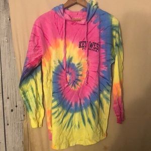 Tie dye long sleeved cotton hooded top from key west